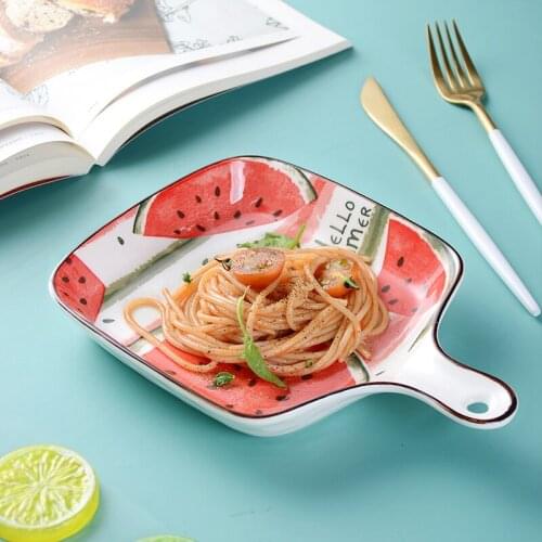 Net celebrity tableware cheese baked rice baking tray ceramic creative cute baking tray household hand-held dish deep dish
