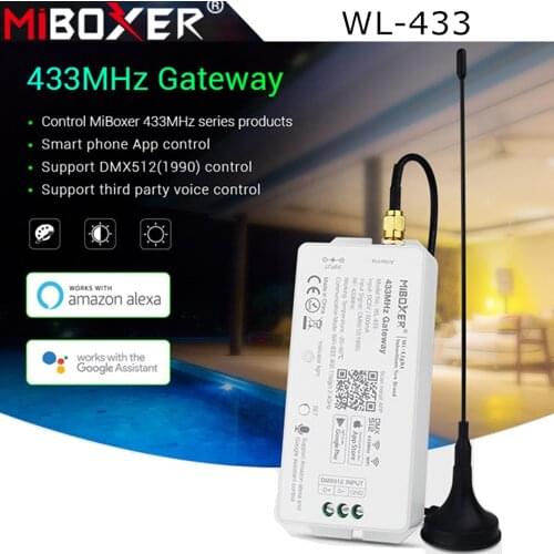 Miboxer WL-433 433MHz Gateway DC5V/500mA 2.4GHz WiFi Compatible APP Alexa Voice Smartphone Series Products