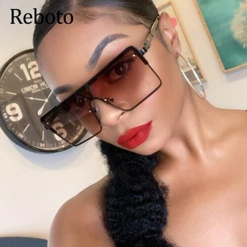 Oversized square sunglasses Women Gradient glasses female Vintage Luxury Brand rimless sunglasses Shades Oculos De Sol