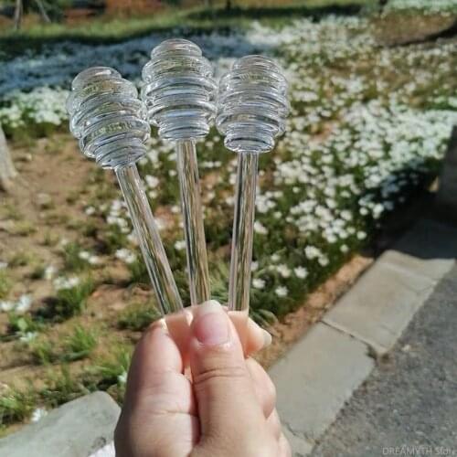 Glass honey stirring rod transparent solid honey jam drenching juice stirring spoon heat-resistant high borosilicate