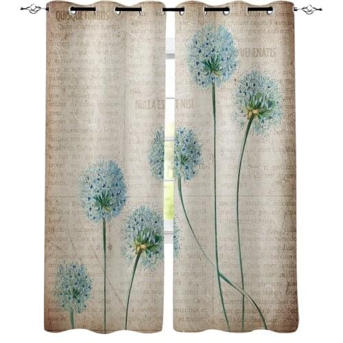 Vintage Dandelion Flower Window Interior Curtain Valance Door Room Drape for Kitchen Living Room Bedroom Decoration Curtains