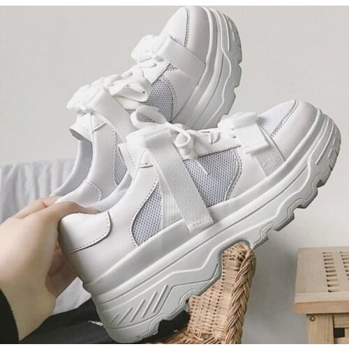 2019 New Fashion Woman White Sneakers Casual Shoes Flat Bottom Ladies Vulcanized Shoes Breathable Shoes Zapatos Mujer H2-01