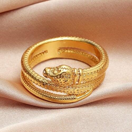Personality Exaggerated Snake Coiled Ring for Women Retro Creative Gold and Silver Color Multilayer Irregular Index Finger Ring
