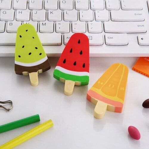 1pcs/pack Gifts for Party Creative Rubber Eraser Lovely Watermelon Kiwifruit Ice Rod DIY Kawaii Pencil Eraser for Kids Gift