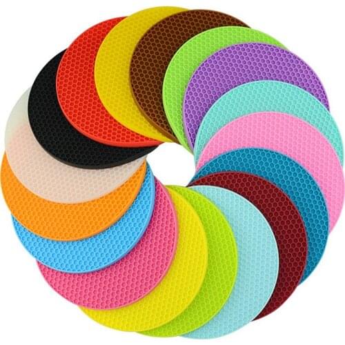 18/14cm Round Silicone Non-slip Heat Resistant Mat Placemat Drink Cup Coasters Non-slip Pot Holder Table Placemat