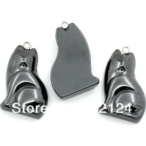 50Pcs Gunmetal Fat Cat Hematite Pendants Jewelry Charms 3.2cmx2cm(1 2/8"x6/8")