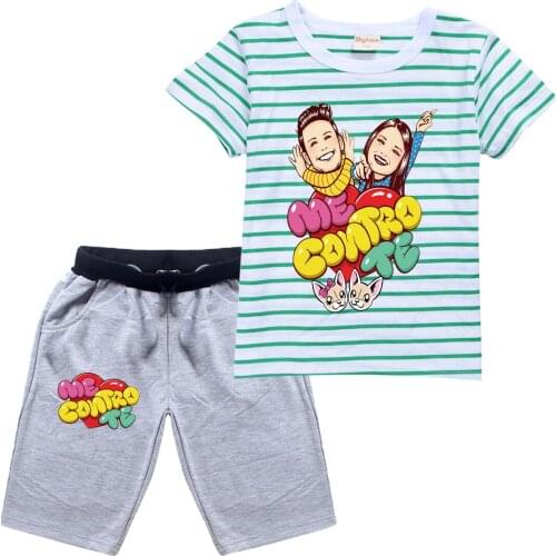 Me Contro Te Summer Short Sleeve T Shirt Shorts Suit Childrens Striped Tops Teenage Kids Clothing Toddler Girl Outfits 3 6 9 T
