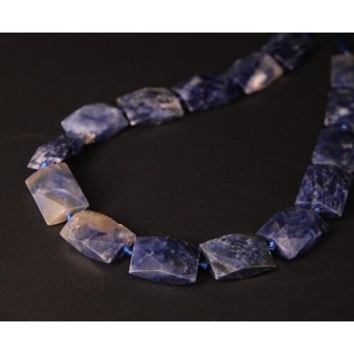 Faceted Rectangle Slab Natural Blue Sodalite Nugget Loose Beads,Cut Stone Gems Quartz Slice Pendants Jewelry Making Wholesale