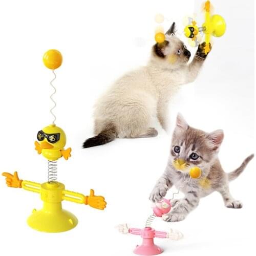 Interactive Toys for Cats Accessories Cat Toys 360 Rotation Spring Teaser Toy for Kitten Cat Scratcher Games Ball Pets Supplies