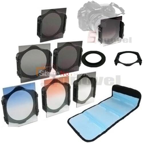 10 in 1 49 52 55 58 62 67 72 77 82mm Ring Adapter+ ND2 ND4 ND8 + Graduated Orange Blue Filter for Cokin p series