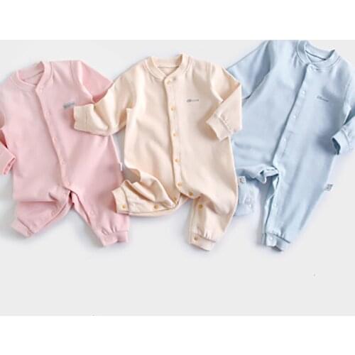 Baby Boys Girls Pure Cotton Romper 2021 Spring Autumn New Infant Clothes Long Sleeves Solid Color Comfortable Jumpsuit 0-2 Years