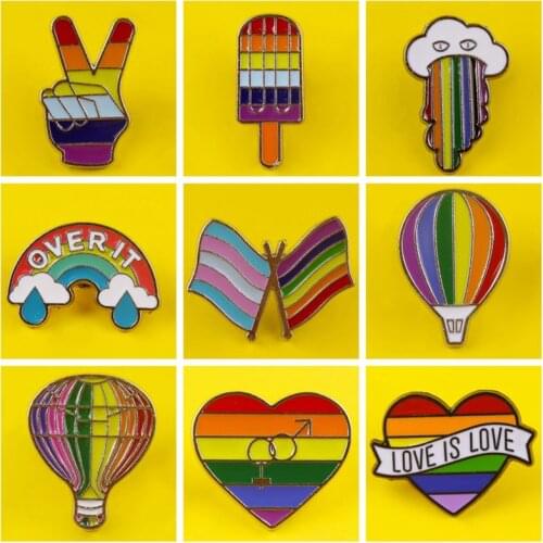 Creative LGBT Pride Rainbow Flags Brooch Intersex Metal Enamel Pins Cute Heart Gay Brooch Badges On Clothes Denim Jacket Jewelry