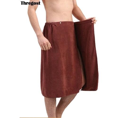 Mens Bath Towel Soft Microfiber Adjustable Wrap Around Body Towel Solid Knitted Quick Dry Closure Spa Shower Beach Towels