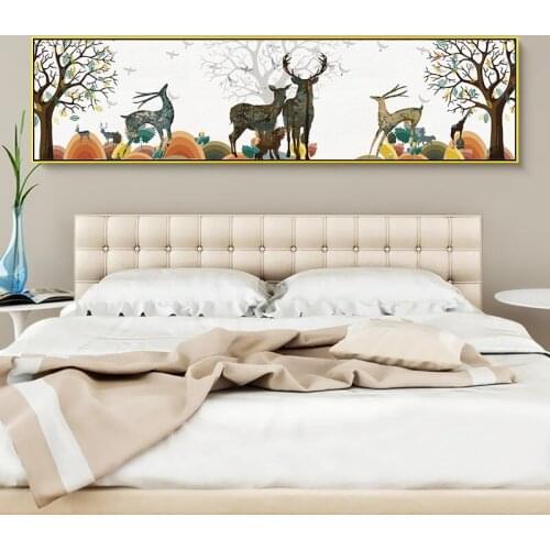 Large Size 45x180CM DIY Painting By Numbers Elk Playing In The Jungle Oil Painting Paint By Numbers Wall Art Picture
