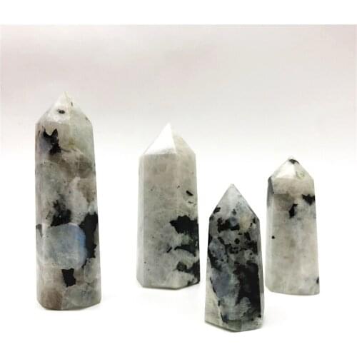 1PC Natural White Moonstone Quartz Obelisk Crystal Wand Point Tower Healing Stones Specimen Natural Stones and Minerals