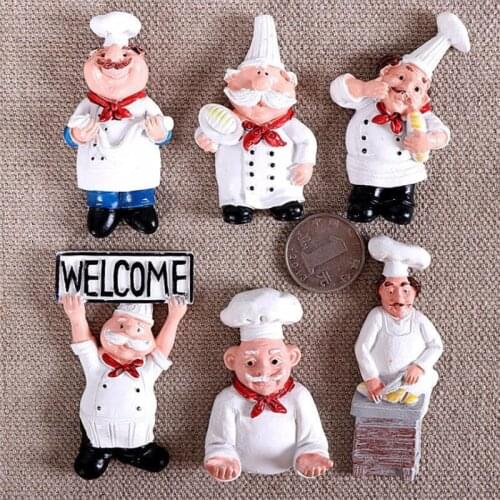 New 3d Cartoon Bread Chef Sculpture fridge magnet set Resin funny personalized souvenir sticker magnets message board home decor