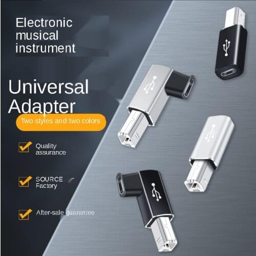 Type- C to Midi Interface Square Adapter USB C Female to USB Type B Male Adapter Convertor for Piano Electronic Drum Printer