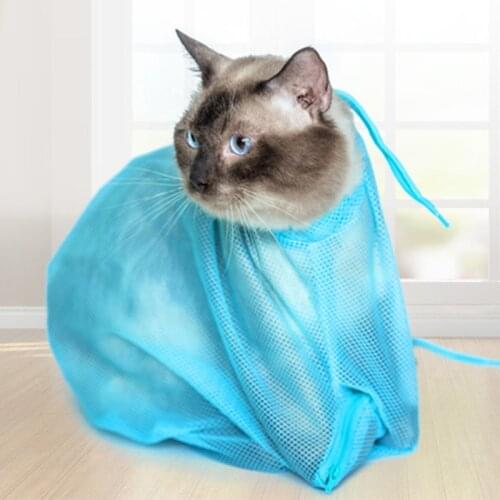 Portable Breathable Cat Grooming Restraint Bag Pet Durable Bath Washing Shower Net Adjustable Multifunctional Anti-Bite