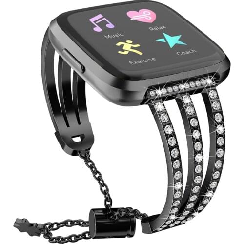 Adjustable Diamond Jewelry Metal Watch Band for Fitbit Versa 2 /Lite Smartwatch Adjustable Wristband Bracelet Watch Strap
