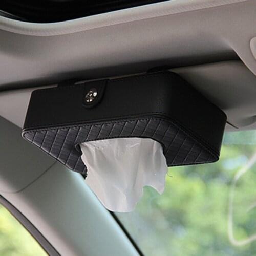 Luxury PU leather Hanging tissue box pumping tray ceiling skylight type tissue box for car napkin Storage holder