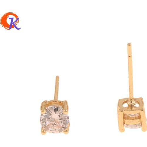 Cordial Design 40Pcs 5*5MM Jewelry Accessories/Earring Findings/Genuine Gold Plating/DIY Making/Hand Made/CZ Earrings Stud