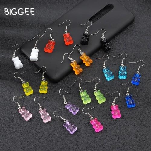 1 Pair Creative Cute Mini Gummy Bear Earrings Candy Minimalist Drop Cartoon Design Women Ear Hooks Dangle Jewelry Fine Earring