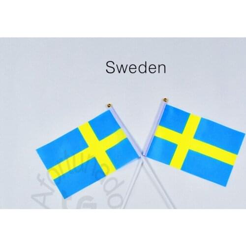Sweden flag Banner 14*21cm hand waving National flag Home Decoration flag banner