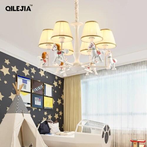 Modern chandelier Childrens carousel room lamps boys girls bedroom lamp princess room chandelier dual-use American minimalist