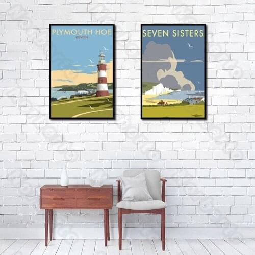 Modern Style with Letters Bule Sky Canvas Painting and Posters Unframed Style Wall Painting for Living Rooms Bedroom Decoration