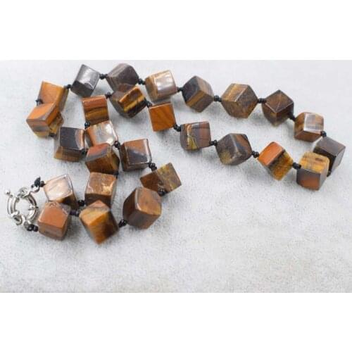 Tigereye square 10mm necklace 18inch FPPJ wholesale beads nature fashion gift woman