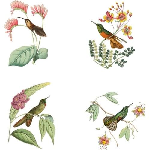 Three Ratels QC486 flower wall sticker art Meticulous flower and bird Decal Refrigerator label home decoration accessories