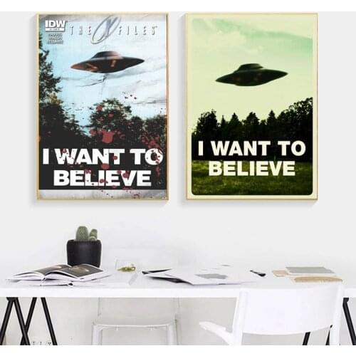 I want to believe the X file of the alien UFO TV show canvas print oil painting art poster frameless living room decoration