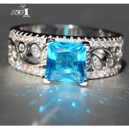 YaYI Jewelry Fashion Princess Cut 3.2 CT Navy Zircon Silver Color Engagement Rings wedding Rings Party Rings 635