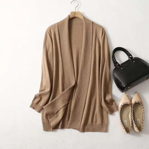 64%Silk blending Winter cardigans Fall 2021 knitted cardigan women Silk blending knitting sweater Plus size Sweaters Long sleeve