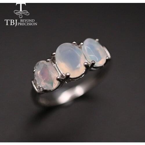 TBJ,Simple Opal gemstone Ring ,natural ethiopia Opal jewelry 3ct 925 sterling silver fine jewelry for women wife mom for women