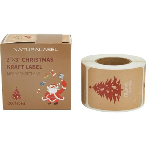 1 Roll Kraft with Different Designs Christmas Labels Presents 2 x 3 Inch 200 Labels Total