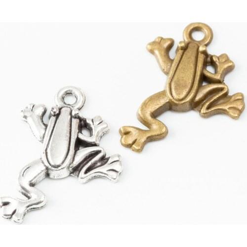 100pcs 24*17MM Vintage bronze silver color frog charms metal alloy copper pendant for bracelet earring necklace diy jewelry