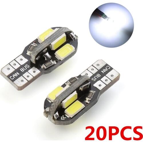 20PCS led Car Interior Bulb Canbus Error Free T10 White 8 5730 SMD 12V LED Car Side Wedge Light Lamp Bulb