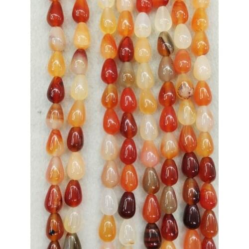 2016 Fashion top quality natural red onyx water drop spacer beads 8x12mm for jewelry making wholesale 65pcs/lot free shipping