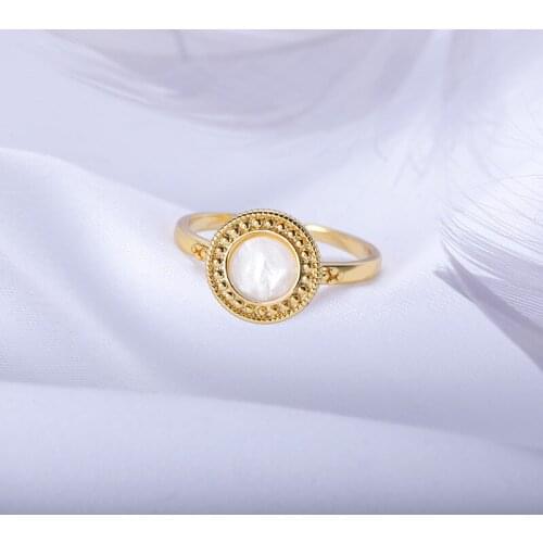 2021 New Trendy Round Opal Rings for Women Round Macrame Vintage Opal Ring Couple Wedding Jewelry Accessories Bijoux bague femme