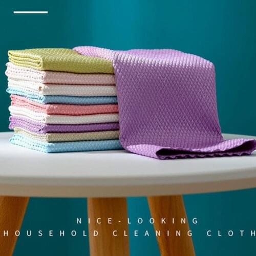 2021 Efficient Microfiber Fish Scale Wipe Cloth Anti-grease Super Washing Dish Cleaning Home Rag Kitchen Wiping Towel Absor U5O0