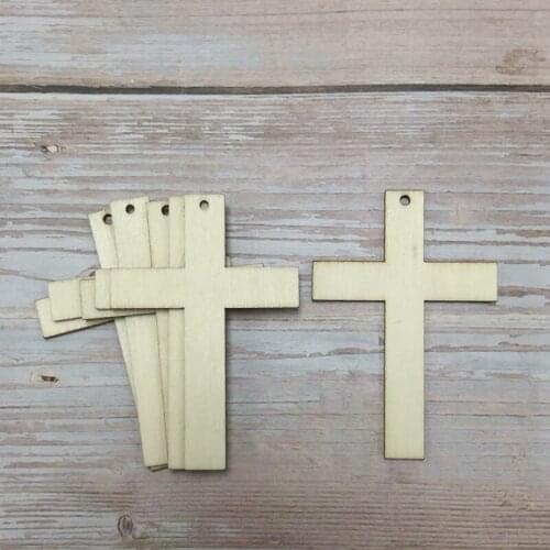 30x unfinished wood cross crafts pendant