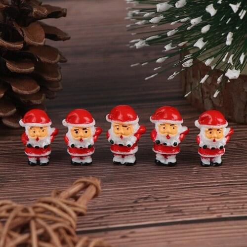 5PCS Lovely Mini Christmas Model Decoration Figure Toy Santa Claus Snowman DIY Resin Craft Small Ornaments