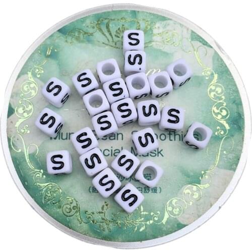Acrylic Letters Beads Single Character S Printing Plastic Alphabet DIY Jewelry Square Cube Beads 6*6MM 400pcs 2600pcs