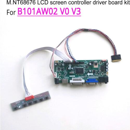 For B101AW02 V0 V3 1024*600 WLED 40Pin LVDS M.NT68676 display controller drive card LED notebook PC 10.1" VGA+DVI DIY kit