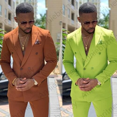 Jacket+Pants) Latest Slim Fit Handsome Streetwear Male 2 Color Peak Lapel Tuxedo Wedding Man Blazer 2 Piece Custom Made