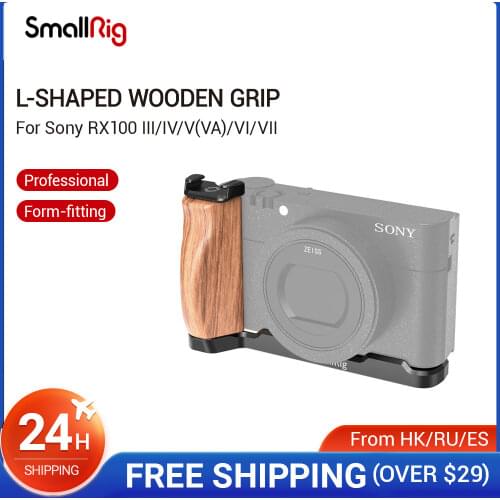 SmallRig RX100 L Bracket Plate for Sony RX100 III/IV/V(VA)/V Aluminum Alloy Plate With L-Shaped Wooden Grip with Cold Shoe-2438
