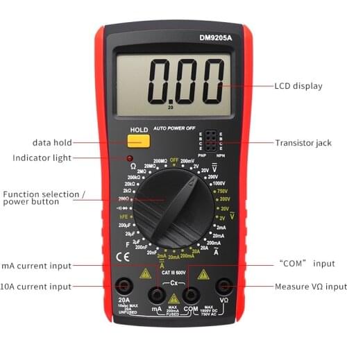 Multimeter AC DC Digital Multimeter Professional Tester Meter capacitance Voltmeter Digital LCD Display 1999 counts Meter