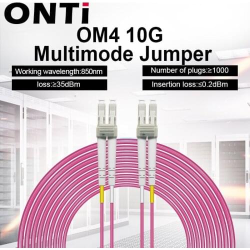 ONTi OM4 10 Gigabit Multimode Fiber Optic Patch Cord 1-100m 50/125 2.00mm 10/40/100Gbps 2 core Duplex Fiber Jumper Pigtail
