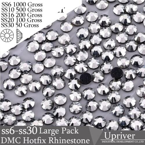 Upriver Wholesale Large Pack Bulk Packing Glass Grey Glue SS6 SS10 SS16 SS20 SS30 Mine Silver Hotfix Rhinestones